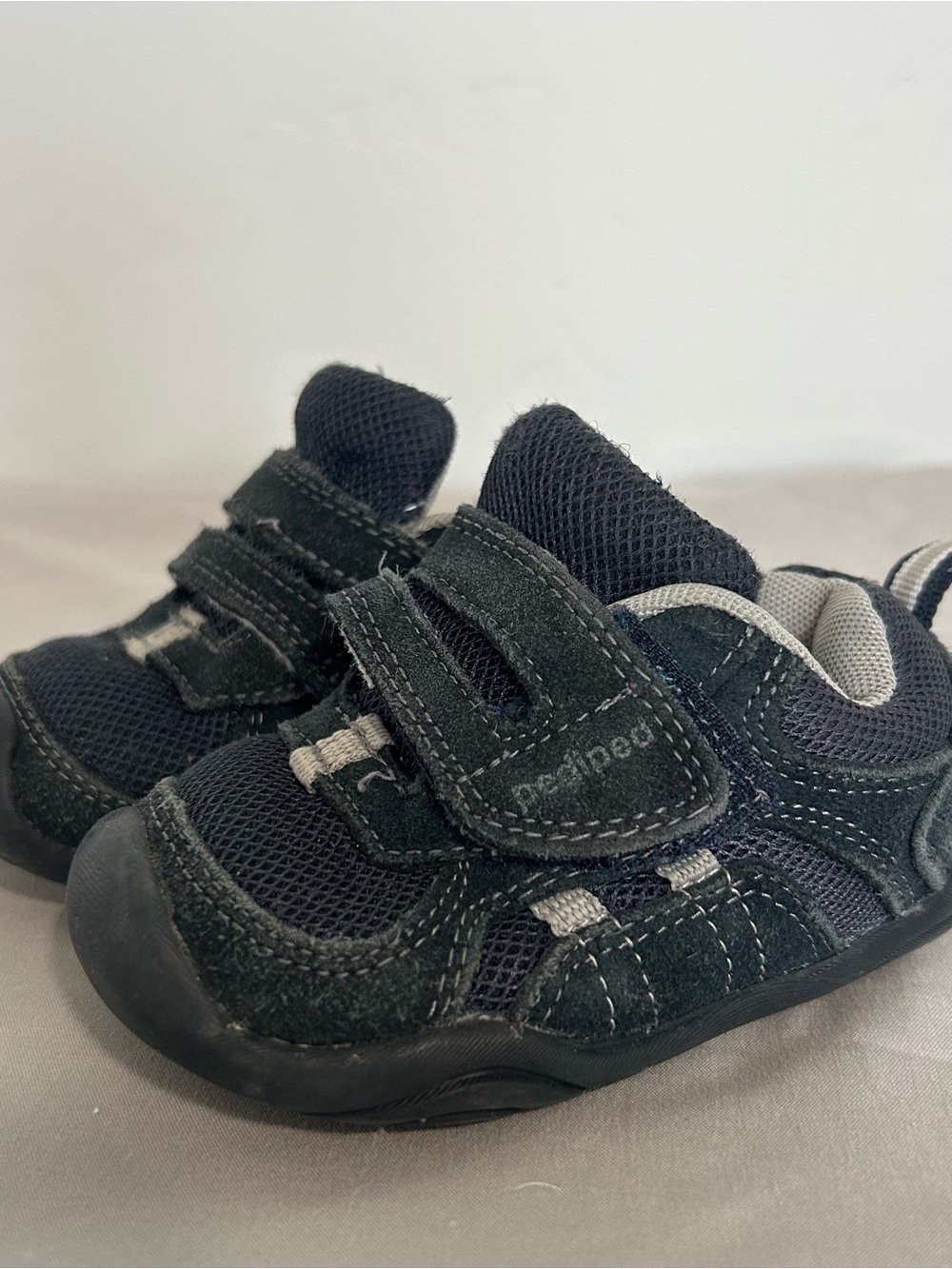 pediped Black and Gray Velcro baby Sneakers